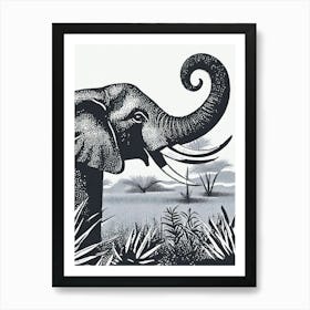 A Mighty Elephant Trumpet Among Savannah Grasses Art Print