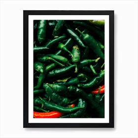 Green And Red Peperoni Art Print