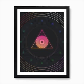 Neon Geometric Glyph in Pink and Yellow Circle Array on Black n.0378 Art Print