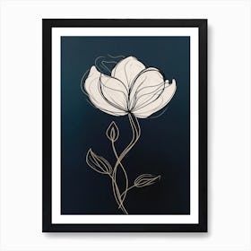Line Art Tulips Flowers Illustration Neutral 11 Art Print