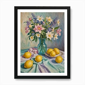 Floral Lemon Still Life Art Print