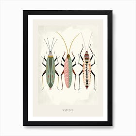 Colourful Insect Illustration Katydid 5 Poster Art Print