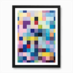 Pixelbild bunte Vierecke, Inspiration Gerhard Richter 1024 Farben, bunte quadrate Mosaik Art Print