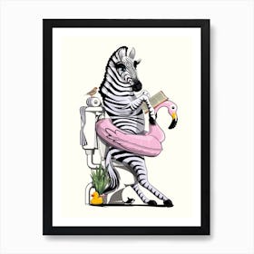 Zebra On The Toilet Art Print