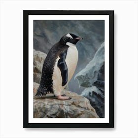 Adlie Penguin Grytviken Oil Painting 4 Art Print