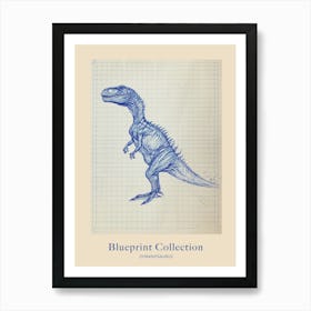 Ouranosaurus Dinosaur Blue Print Style Poster Affiche