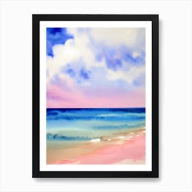 Injidup Beach, Australia Pink Watercolour Art Print