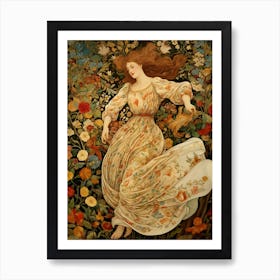 Woman In Flowers Art Print