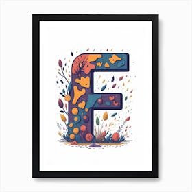 Colorful Letter F Illustration 43 Art Print