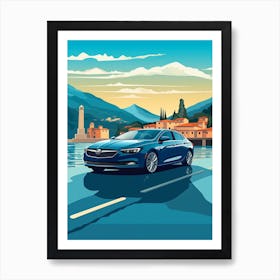 A Buick Regal Car In The Lake Como Italy Illustration 2 Art Print