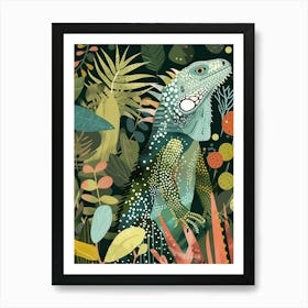 Green Galápagos Land Iguana Abstract Modern Illustration 5 Poster