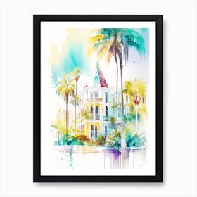 Key West Florida Watercolour Pastel Tropical Destination Art Print