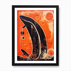 Whale, Woodblock Animal Drawing 2 Art Print