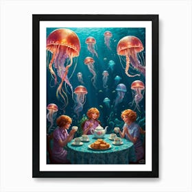 Jellyfish Tea Party Art Print