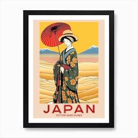 Tottori Sand Dunes, Visit Japan Vintage Travel Art 1 Art Print