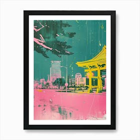 Hiroshima Retro Duotone Silkscreen 3 Art Print