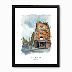 Hackney London Borough   Street Watercolour 9 Poster Art Print