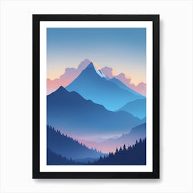 Misty Mountains Vertical Composition In Blue Tone 17 Art Print