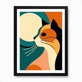 Cat In The Moonlight 3 Art Print