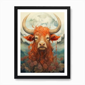 Horned Highland Cow Art Print