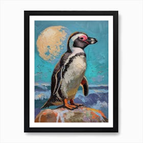 African Penguin Half Moon Island Oil Painting 1 Art Print