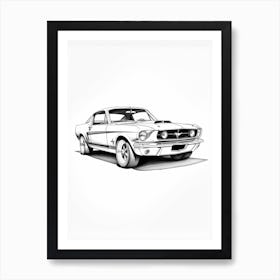 Ford Mustang Line Drawing 26 Art Print