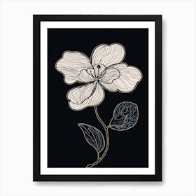 Line Art Orchids Flowers Illustration Neutral 13 Art Print