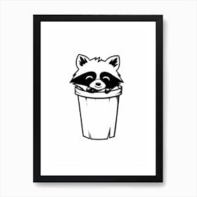 A Minimalist Line Art Piece Of A Common Raccoon 3 Art Print