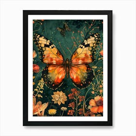 Butterfly In The Garden Inspired By William Morris 5 Art Print