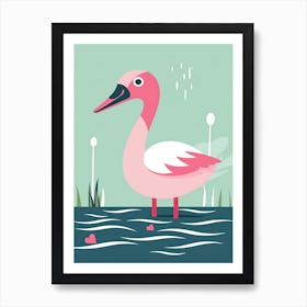 Baby Pink Flamingo Minimalistic Illustration 2 Art Print