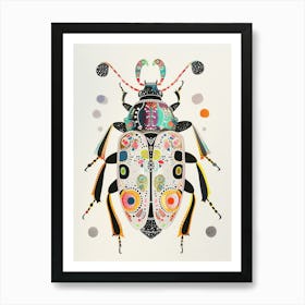 Colourful Insect Illustration Beetle 25 Art Print