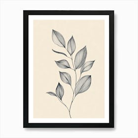 Leaf In Black And White Art Print