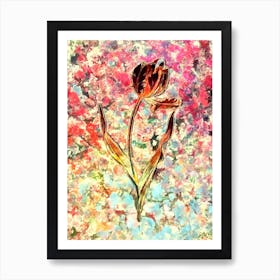 Impressionist Didier's Tulip Botanical Painting in Blush Pink and Gold n.0010 Art Print