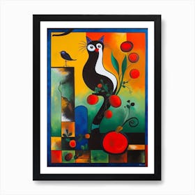 Sweet Pea With A Cat 1 Surreal Joan Miro Style  Art Print