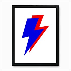 Blue and Red Double Lightning Bolt Art Print