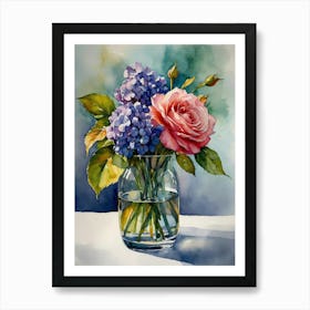 Hydrangeas In A Vase Art Print