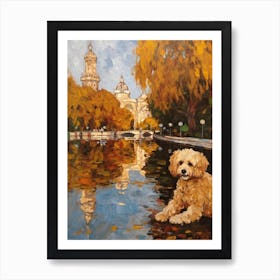 Painting Of A Dog In Parque Del Retiro, Spain  In The Style Of Gustav Klimt 04 Art Print