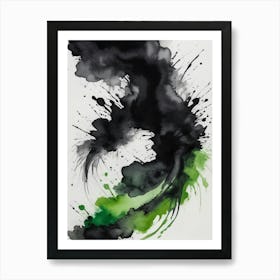 A Painting With Black And Green Colors Art Print