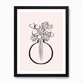 Monochrome Flowers In Vase Art Print