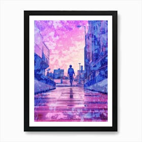 Skateboarding In Berlin, Germany Futuristic 3 Art Print