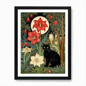 William Morris Black Cat In The Garden Art Print