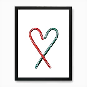 Candy Cane Heart Art Print