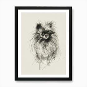 Pomeranian Dog Charcoal Line 2 Art Print