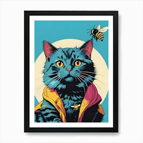 Cat With Bee Art Print