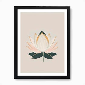 Blooming Lotus Flower In Lake Retro Minimal 7 Art Print