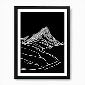 Beinn Ghlas Mountain Line Drawing 2 Art Print