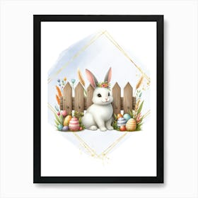 Easter Rabbit With Easter Eggs Art Print