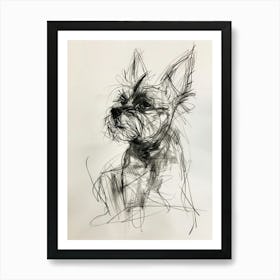 Yorkshire Terrier Charcoal Line 1 Art Print