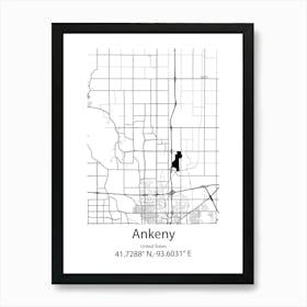 Ankeny,United States Minimalist Map Art Print