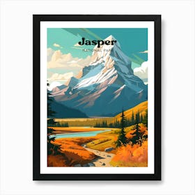 Jasper National Park Alberta Canada Hiking Travel Illustration Art Print